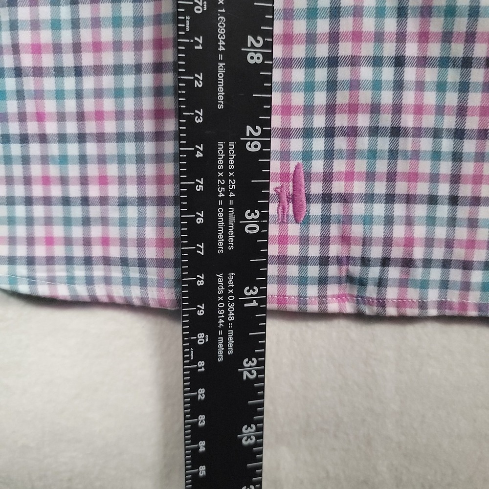 Johnnie-O Stan Prep-Formance Button Down Shirt Large Strawberry Plaid Stretch - Picture 4 of 11